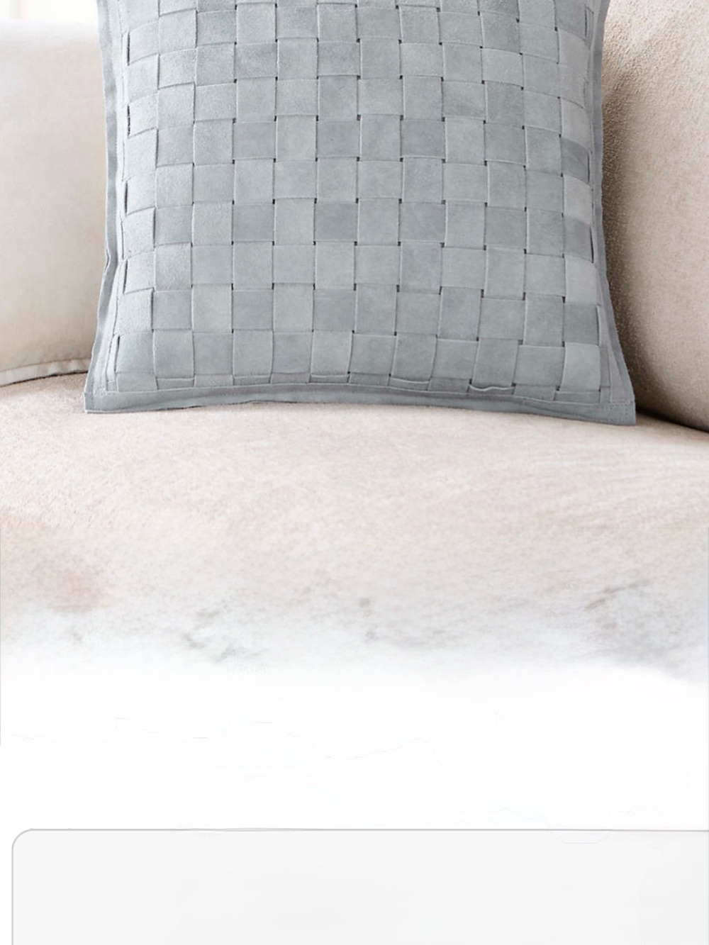 Crate&Barrel Hyde Woven Suede 20x20 Light Gray Throw Pillow Cover